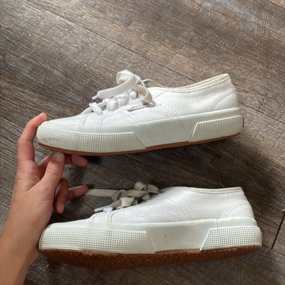 Superga White Canvas Sneakers Tennis Shoes - Picture 5 of 7